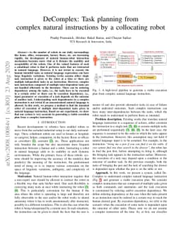 DeComplex: Task planning from complex natural instructions by a
  collocating robot