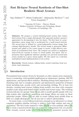Fast Bi-layer Neural Synthesis of One-Shot Realistic Head Avatars