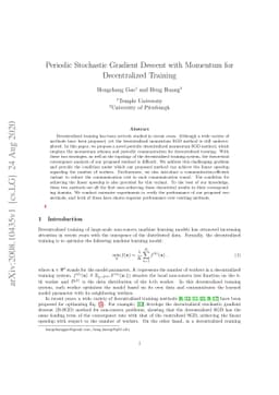 Periodic Stochastic Gradient Descent with Momentum for Decentralized
  Training