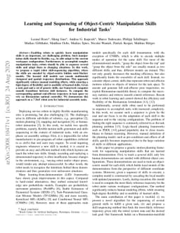 Learning and Sequencing of Object-Centric Manipulation Skills for
  Industrial Tasks