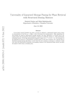 Universality of Linearized Message Passing for Phase Retrieval with
  Structured Sensing Matrices