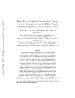 Solving Inverse Stochastic Problems from Discrete Particle Observations
  Using the Fokker-Planck Equation and Physics-informed Neural Networks