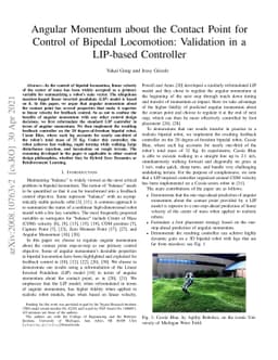 Angular Momentum about the Contact Point for Control of Bipedal
  Locomotion: Validation in a LIP-based Controller