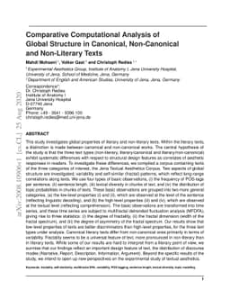 Comparative Computational Analysis of Global Structure in Canonical,
  Non-Canonical and Non-Literary Texts