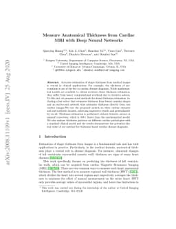 Measure Anatomical Thickness from Cardiac MRI with Deep Neural Networks