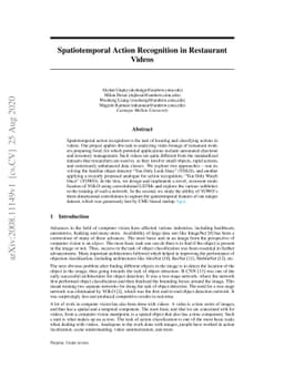 Spatiotemporal Action Recognition in Restaurant Videos