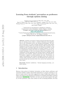 Learning from students' perception on professors through opinion mining