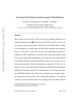 Learning Node Representations against Perturbations