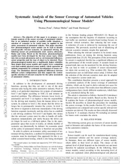 Systematic Analysis of the Sensor Coverage of Automated Vehicles Using
  Phenomenological Sensor Models