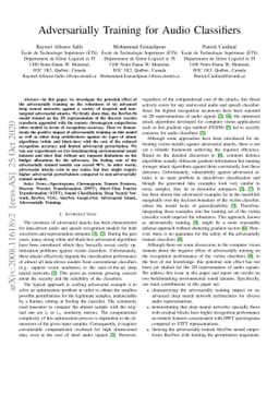 Adversarially Training for Audio Classifiers