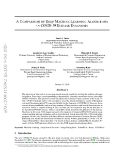 A comparison of deep machine learning algorithms in COVID-19 disease
  diagnosis