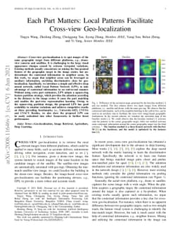 Each Part Matters: Local Patterns Facilitate Cross-view Geo-localization