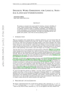 Discrete Word Embedding for Logical Natural Language Understanding