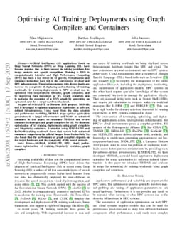 Optimising AI Training Deployments using Graph Compilers and Containers