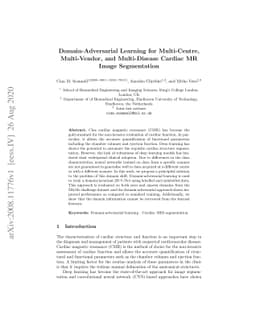Domain-Adversarial Learning for Multi-Centre, Multi-Vendor, and
  Multi-Disease Cardiac MR Image Segmentation