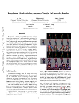 Pose-Guided High-Resolution Appearance Transfer via Progressive Training