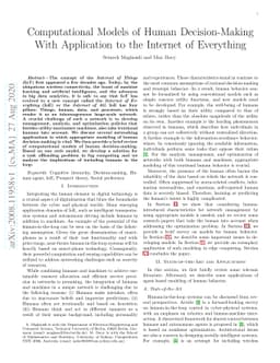 Computational Models of Human Decision-Making with Application to the
  Internet of Everything