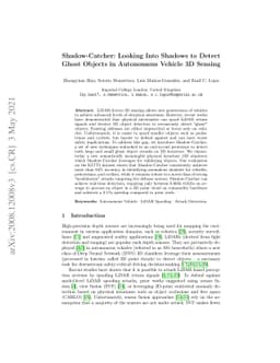 Shadow-Catcher: Looking Into Shadows to Detect Ghost Objects in
  Autonomous Vehicle 3D Sensing