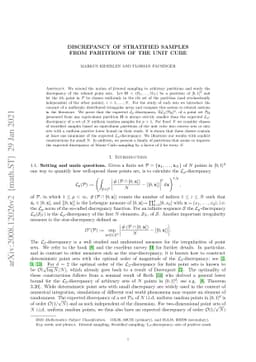 Discrepancy of stratified samples from partitions of the unit cube