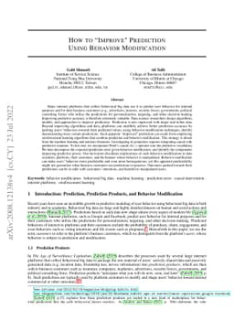 How to "Improve" Prediction Using Behavior Modification
