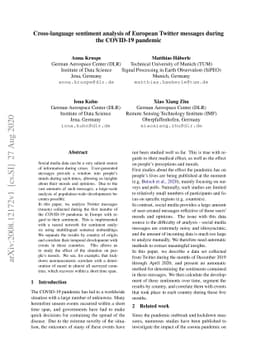 Cross-language sentiment analysis of European Twitter messages duringthe
  COVID-19 pandemic