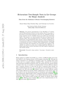 Bi-invariant Two-Sample Tests in Lie Groups for Shape Analysis