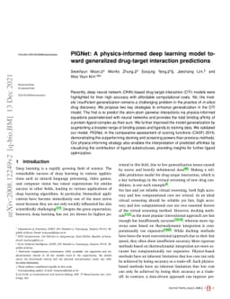 PIGNet: A physics-informed deep learning model toward generalized
  drug-target interaction predictions