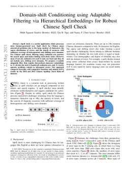 Domain-shift Conditioning using Adaptable Filtering via Hierarchical
  Embeddings for Robust Chinese Spell Check