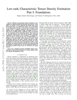 Low-rank Characteristic Tensor Density Estimation Part I: Foundations
