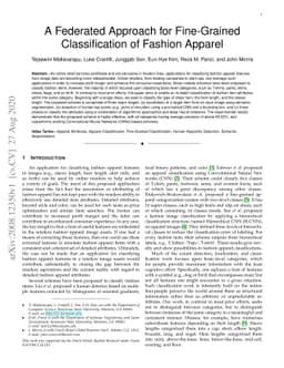 A Federated Approach for Fine-Grained Classification of Fashion Apparel