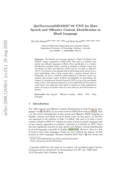 QutNocturnal@HASOC'19: CNN for Hate Speech and Offensive Content
  Identification in Hindi Language