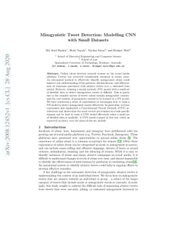 Misogynistic Tweet Detection: Modelling CNN with Small Datasets