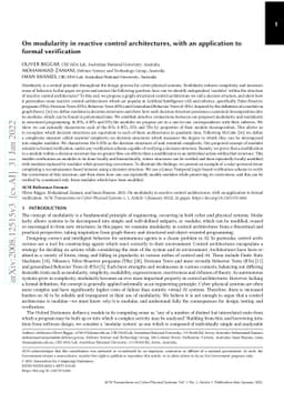 On modularity in reactive control architectures, with an application to
  formal verification