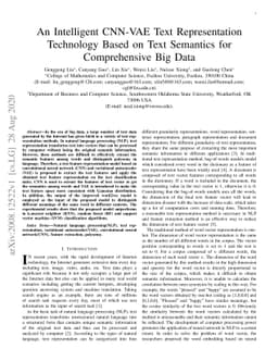 An Intelligent CNN-VAE Text Representation Technology Based on Text
  Semantics for Comprehensive Big Data