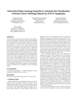 Hierarchical Deep Learning Ensemble to Automate the Classification of
  Breast Cancer Pathology Reports by ICD-O Topography