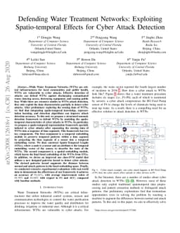 Defending Water Treatment Networks: Exploiting Spatio-temporal Effects
  for Cyber Attack Detection