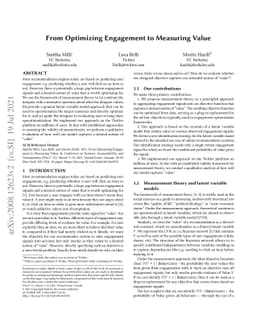 From Optimizing Engagement to Measuring Value