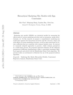 Hierarchical Marketing Mix Models with Sign Constraints