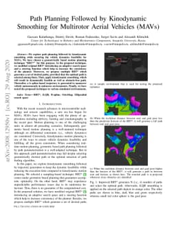 Path Planning Followed by Kinodynamic Smoothing for Multirotor Aerial
  Vehicles (MAVs)