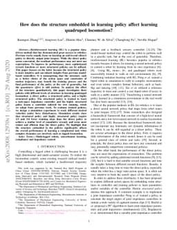 How does the structure embedded in learning policy affect learning
  quadruped locomotion?