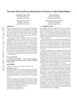 Towards Demystifying Dimensions of Source Code Embeddings