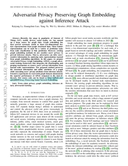 Adversarial Privacy Preserving Graph Embedding against Inference Attack