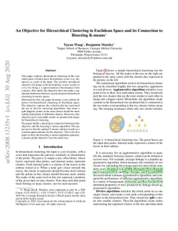 An Objective for Hierarchical Clustering in Euclidean Space and its
  Connection to Bisecting K-means