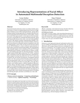 Introducing Representations of Facial Affect in Automated Multimodal
  Deception Detection