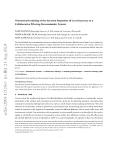 Theoretical Modeling of the Iterative Properties of User Discovery in a
  Collaborative Filtering Recommender System
