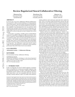 Review Regularized Neural Collaborative Filtering