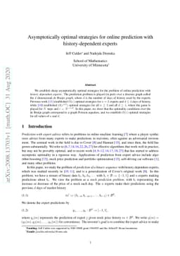 Asymptotically optimal strategies for online prediction with
  history-dependent experts
