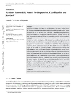 Random Forest (RF) Kernel for Regression, Classification and Survival