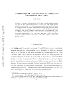 A Mathematical Introduction to Generative Adversarial Nets (GAN)