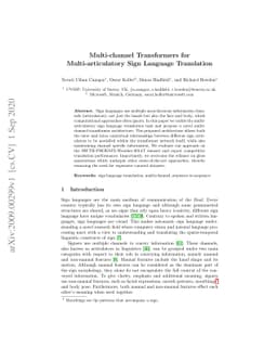 Multi-channel Transformers for Multi-articulatory Sign Language
  Translation